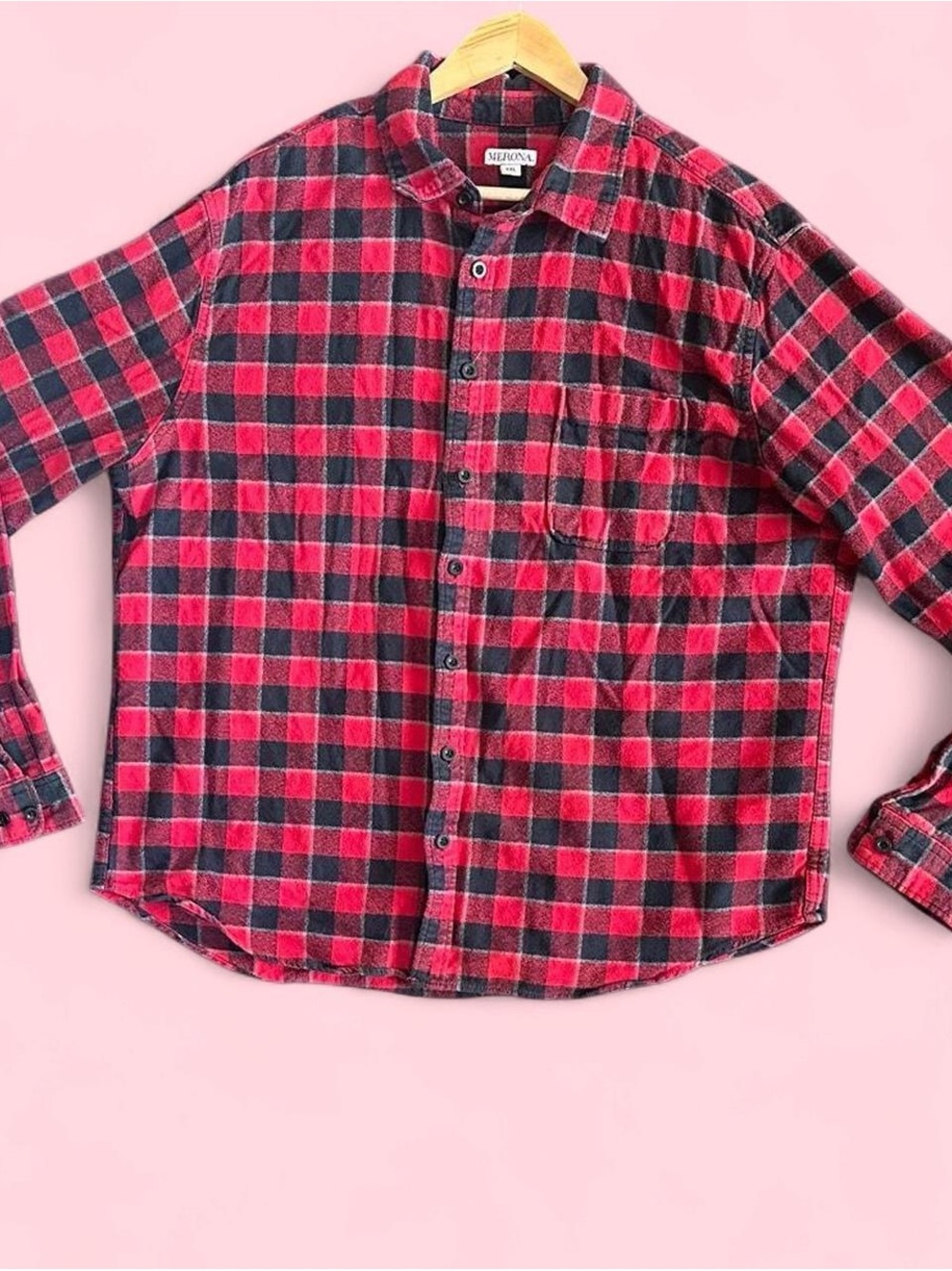 Merona Red and Black Plaid Button-Down Shirt